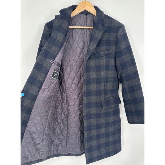 J. Crew Ludlow Topcoat Wool Blend Plaid Check Overcoat Jacket Quilted Coat, 36S - Picture 11 of 14